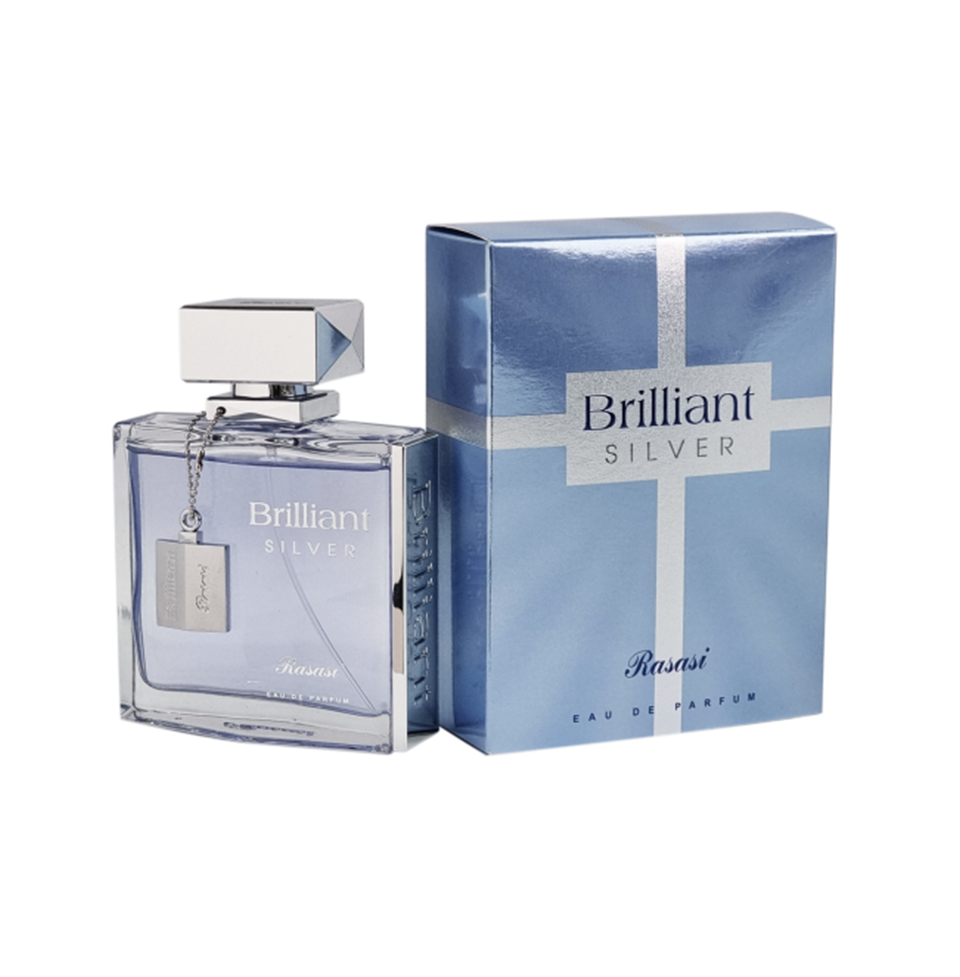 Rasasi Brilliant Silver EDP 100ml – Premium Long Lasting Perfume for Men 1 Rasasi Brilliant Silver EDP 100ml perfume bottle for men
